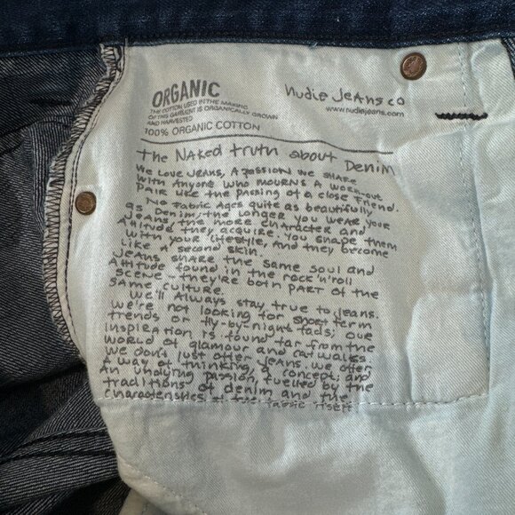 NWT NUDIE Jeans Co Blue Denim Organic Cotton Straight Slim W32 L34 - Picture 7 of 7